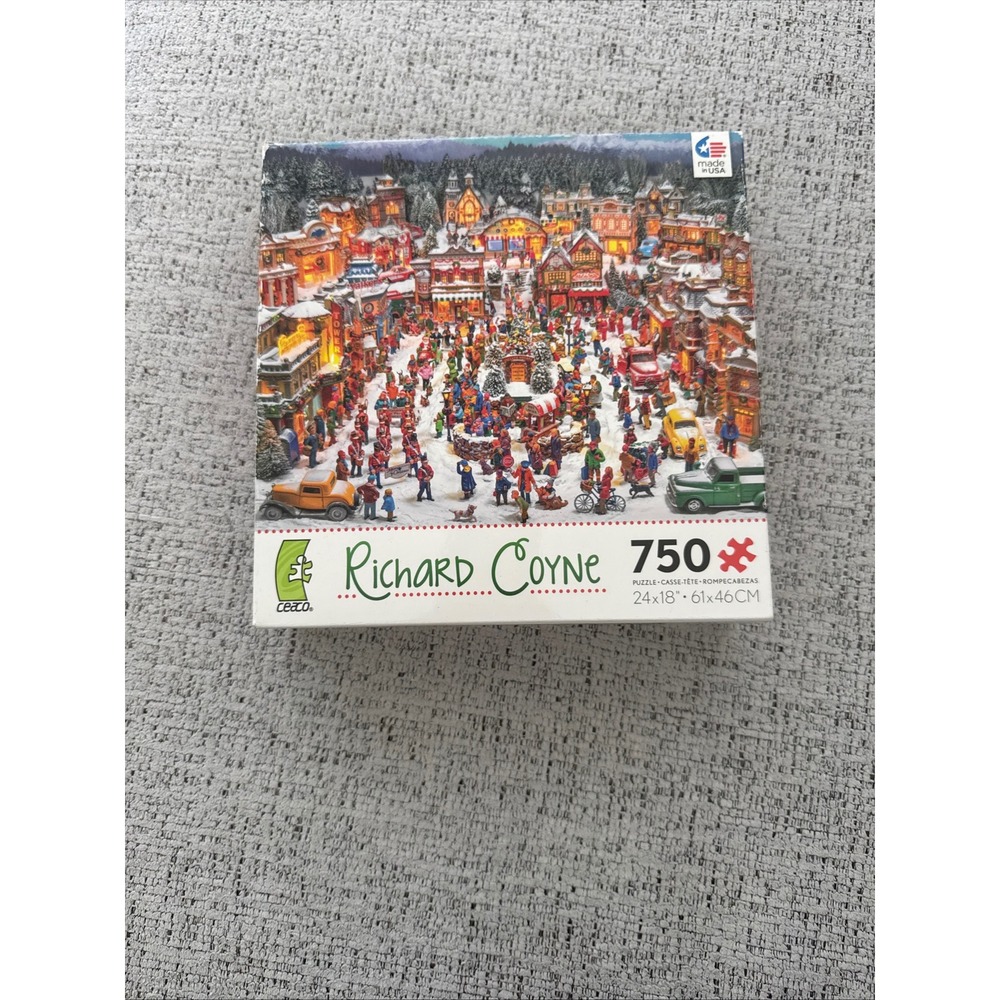 Ceaco Richard Coyne Village Square 750 Piece Jigsaw Puzzle Winter Holiday Scene